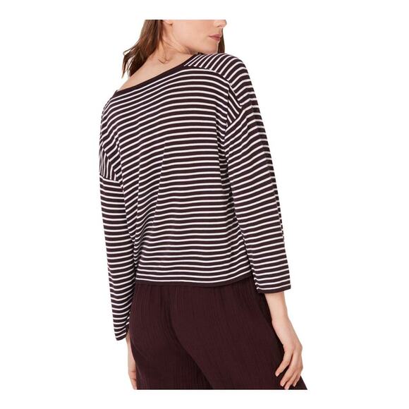 Eileen Fisher Bateau-Neck Brown White Stripe Sweater Sz M - Picture 3 of 8